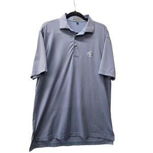Peter Millar Summer Comfort Mens Medium Polo Shirt Purple Teal Striped Golf SCR